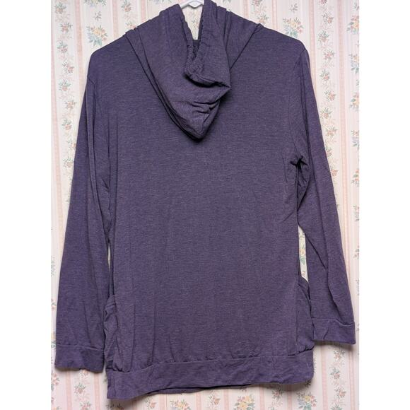 Ginkana Nursing Cowl Neck Hoodie WOMENS L Purple Heather Breastfeeding LS Tee - Picture 5 of 8
